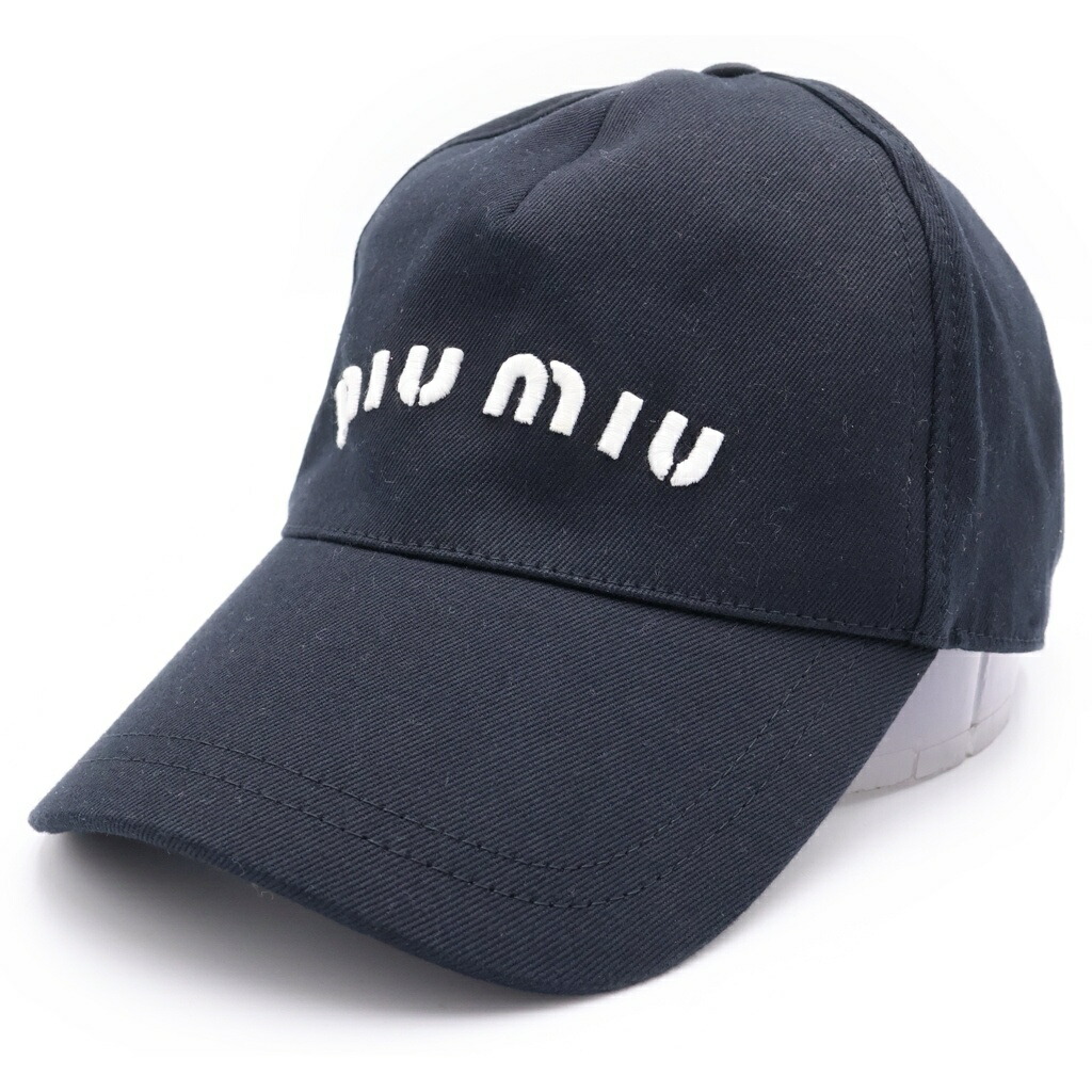 miumiu(ミュウミュウ) 大きさ:S ロゴタイプ刺しゅう野球旗がしら 黒いこと【中古】【座標軸B】【色合い黒いこと】【取りまわしバス発着場BRING京都河原町店】