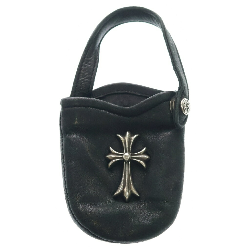 CHROME HEARTS(クロムハーツ) PHONE POUCH W/CH CROSS スモールCHはりつけ台 レザーフォンポーチ【中古】【座標軸B】【色合い黒いこと】【取りまわしバス発着場BRING亜米利加村店】