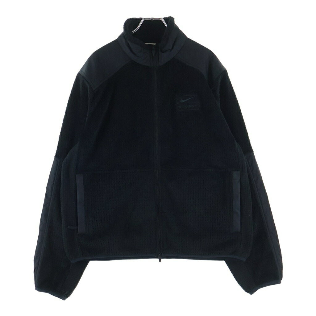 NIKE(ナイキ) 大きさ:M 25AW ×STUSSY FULL ZIP FLEECE ステューシー ロゴタイプ刺しゅう ジップアップブルゾン フリースジャケット 黒いこと HQ8524-010【中古】【度合いB】【色つや黒いこと】【取りまわしバス発着場BRING横浜ビブレ店】