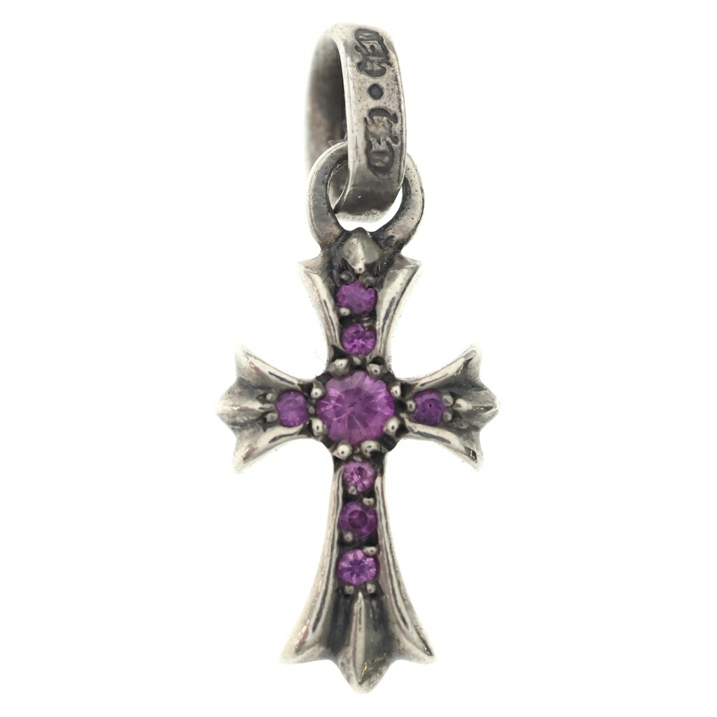 CHROME HEARTS(クロムハーツ) CRS BBYFAT P SAP ベイビーファットクロス PAVEサクラ色サファイア シャンデリヤいの一番 しろがね色 BCA236【中古】【座標軸B】【色合いしろがね色】【取りまわしバス発着場OneStyle新宿店】