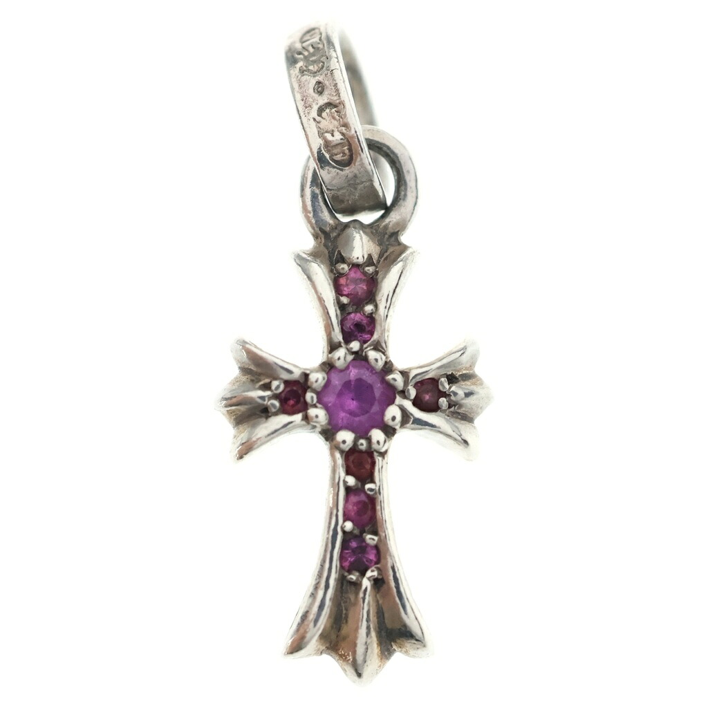 CHROME HEARTS(クロムハーツ) CRS BBYFAT P SAP ベイビーファットクロス PAVEサクラ色サファイア シャンデリヤいの一番 しろがね色 BCA236【中古】【座標軸B】【色合いしろがね色】【取りまわしバス発着場OneStyle原宿店】