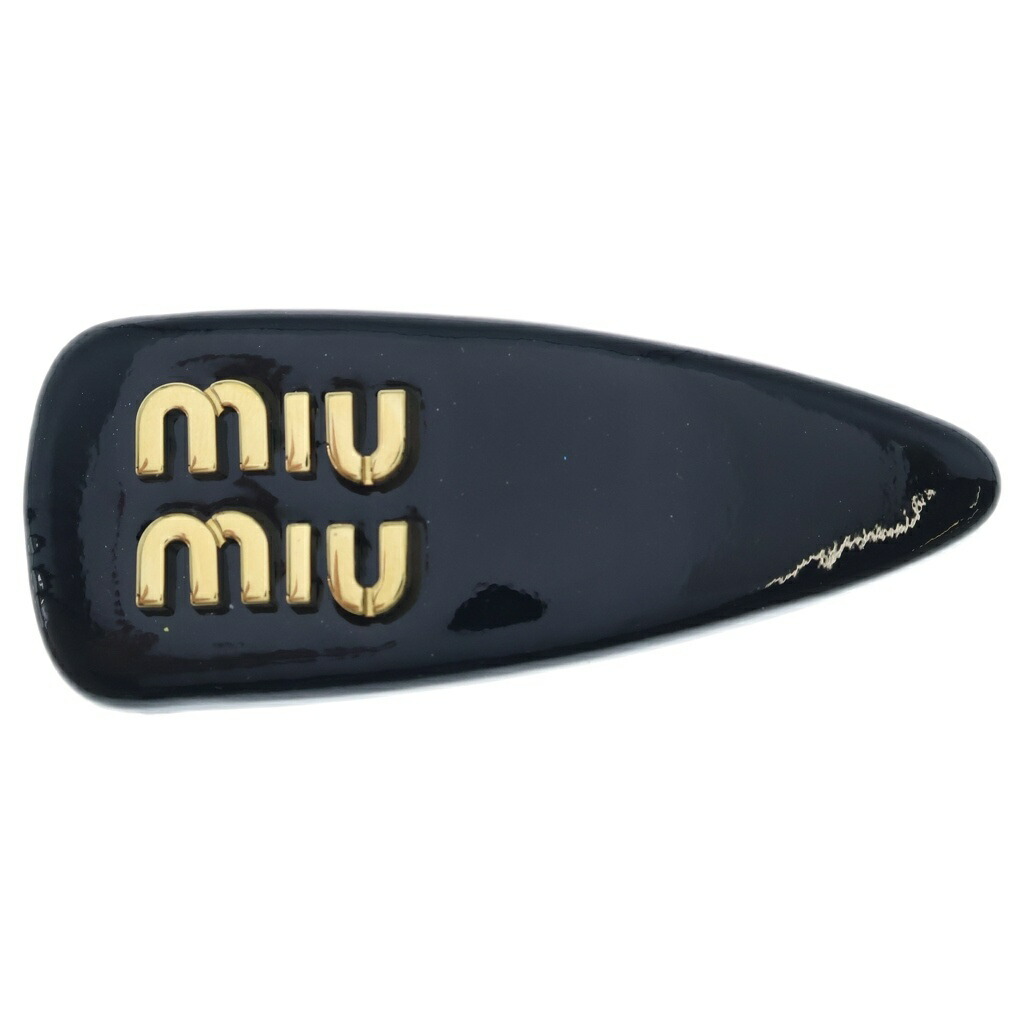 miumiu(ミュウミュウ) ロゴタイプ バレッタ ゴールド金具 専売特許なめし革 髪の毛付属物 黒いこと レディース 5IF092【中古】【度合いA】【色つや黒いこと】【取りまわしバス発着場BRING：RED新宿東口店】