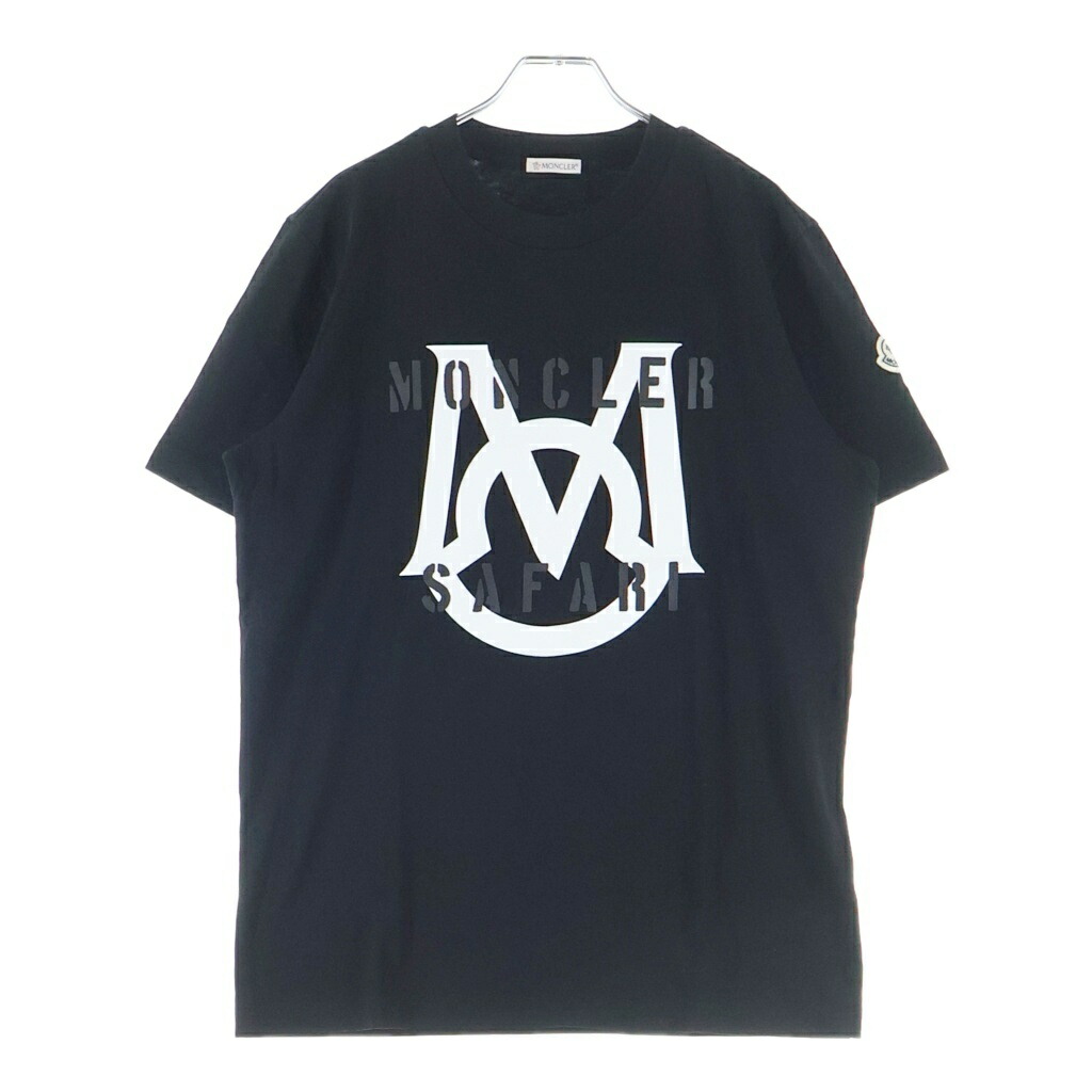 MONCLER(モンク線路) 大きさ:M 22AW SAFARI TEE I10918C00051 サファリ フロントロゴプリントプルオーバー 半袖クルーネックカットソー 黒いこと【新古品/中古】【座標軸S】【色合い黒いこと】【取りまわしバス発着場BRING札幌店】