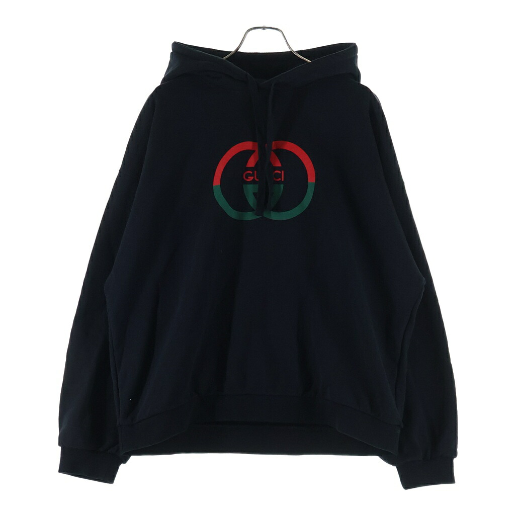 GUCCI(グッチ) サイズ:L インターロッキングG ロゴプリント スウェットシャツ フーディー ブラック 721427 XJF5T【中古】【程度A】【カラーブラック】【取扱店舗BRING札幌店】|ブランド買取・販売 BRING