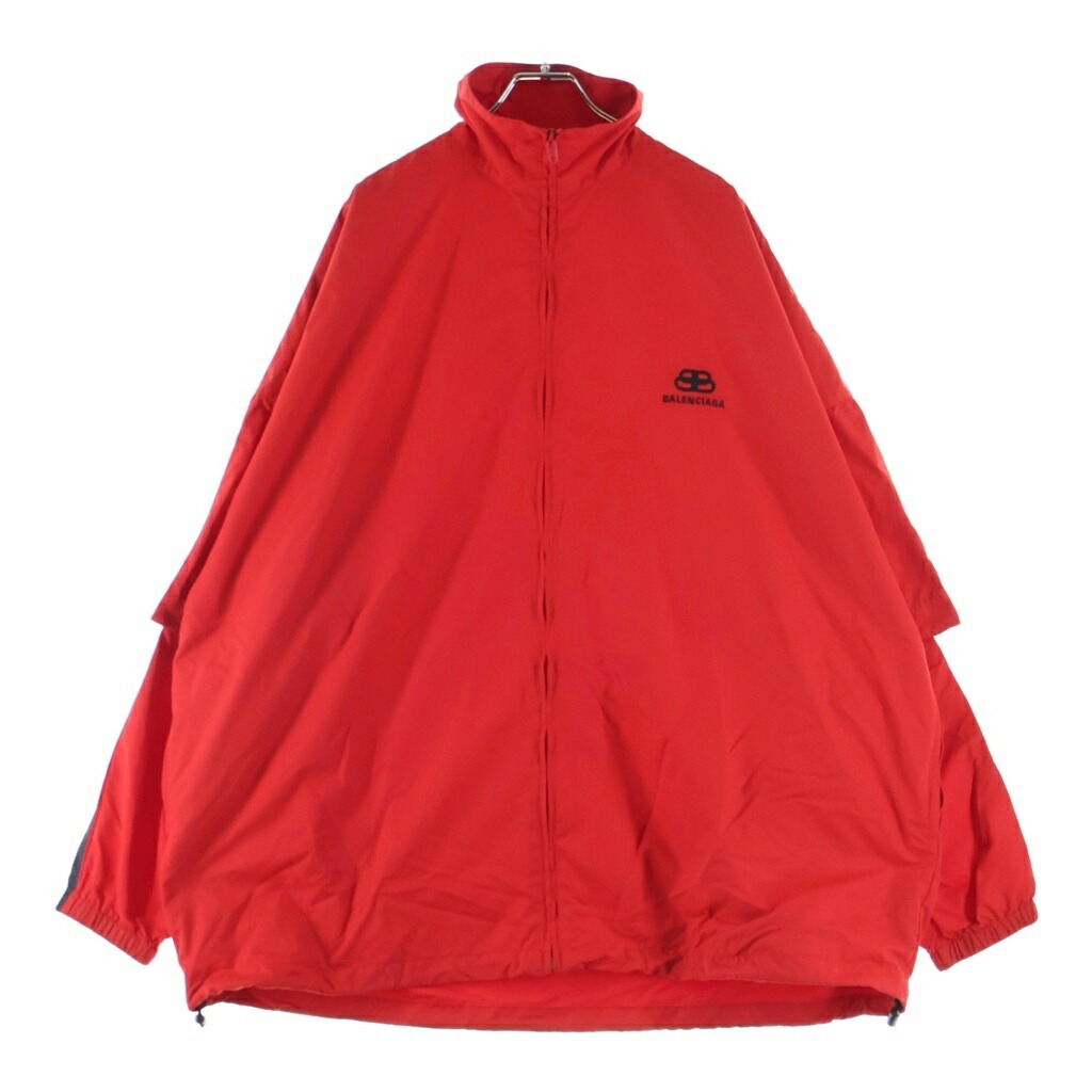 BALENCIAGA(バレンシアガ) 大いさ:46 19AW 向こう正面BBロゴタイプ刺しゅう ジップアップナイロントラックジャケット 黒いこと/赤いこと 602278【中古】【座標軸B】【色合い黒いこと】【取りまわしバス発着場BRING札幌店】