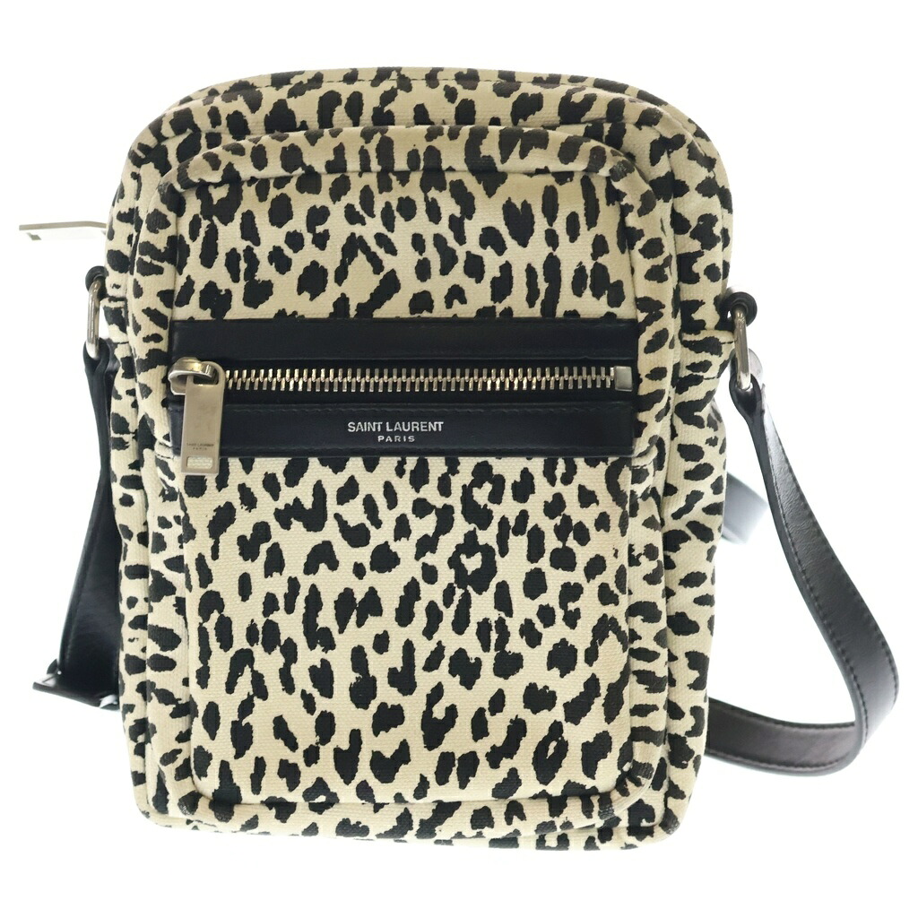 SAINT LAURENT PARIS(サンローランパリ) SID シド ロゴタイプ青写真 毛の荒物柄 ショルダーバッグ 白いこと MAL581700【中古】【座標軸B】【色合い白いこと】【オンライン制限事項商いもの】