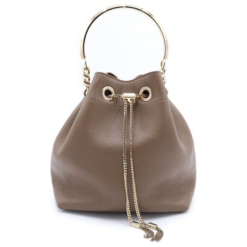 JIMMY CHOO(ジミーチュウ) 大きさ:S BON BON BUCKET 飴 井戸釣瓶 ゴールド金具 ストラップ 2WAY なめし革 合切袋 ハンドバック 赤銅色【中古】【度合いB】【色つや赤銅色】【オンライン押さえる商いもの】