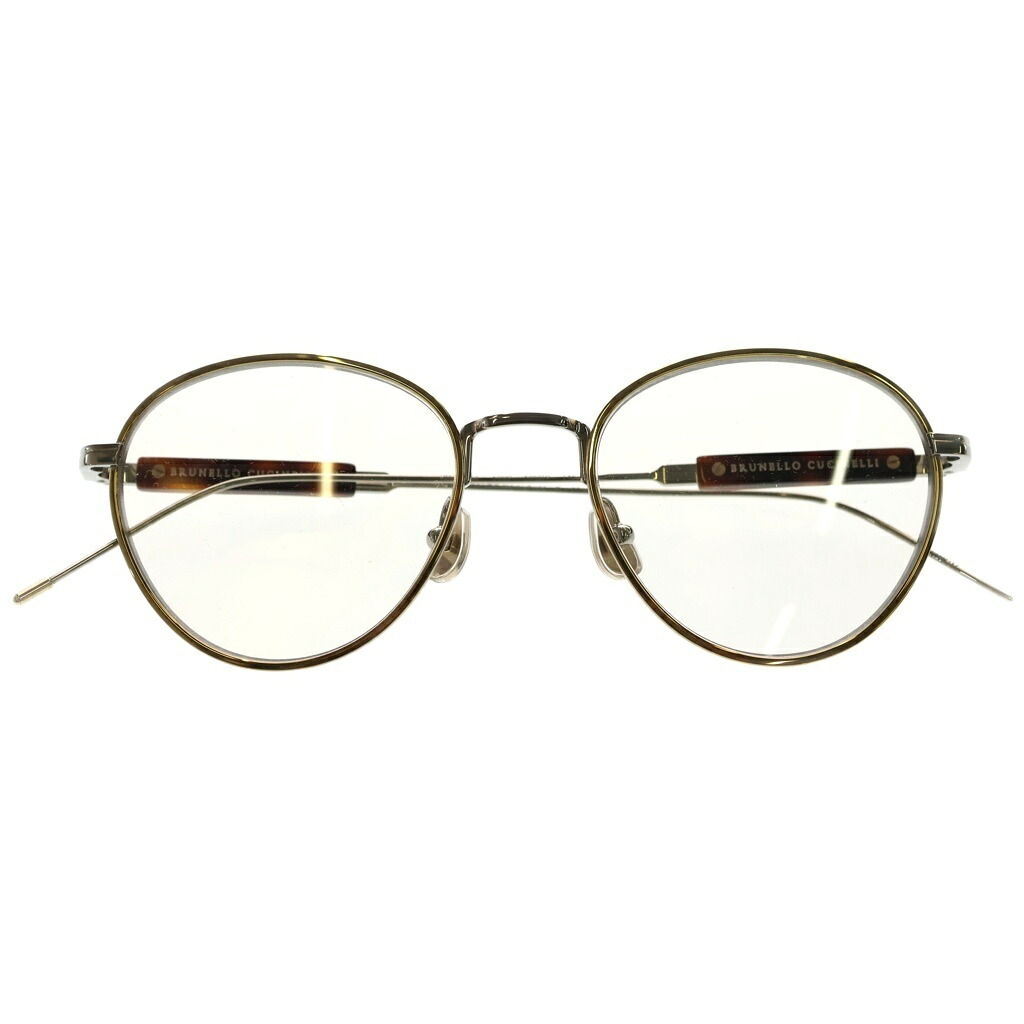 BRUNELLO CUCINELLI(ブルネロクチネリ) 大きさ:50□19-145 BC1003T ラウンド一こま 黒眼鏡 眼鏡 しろがね色【新古品/中古】【座標軸S】【色合いしろがね色】【オンライン制限事項商いもの】