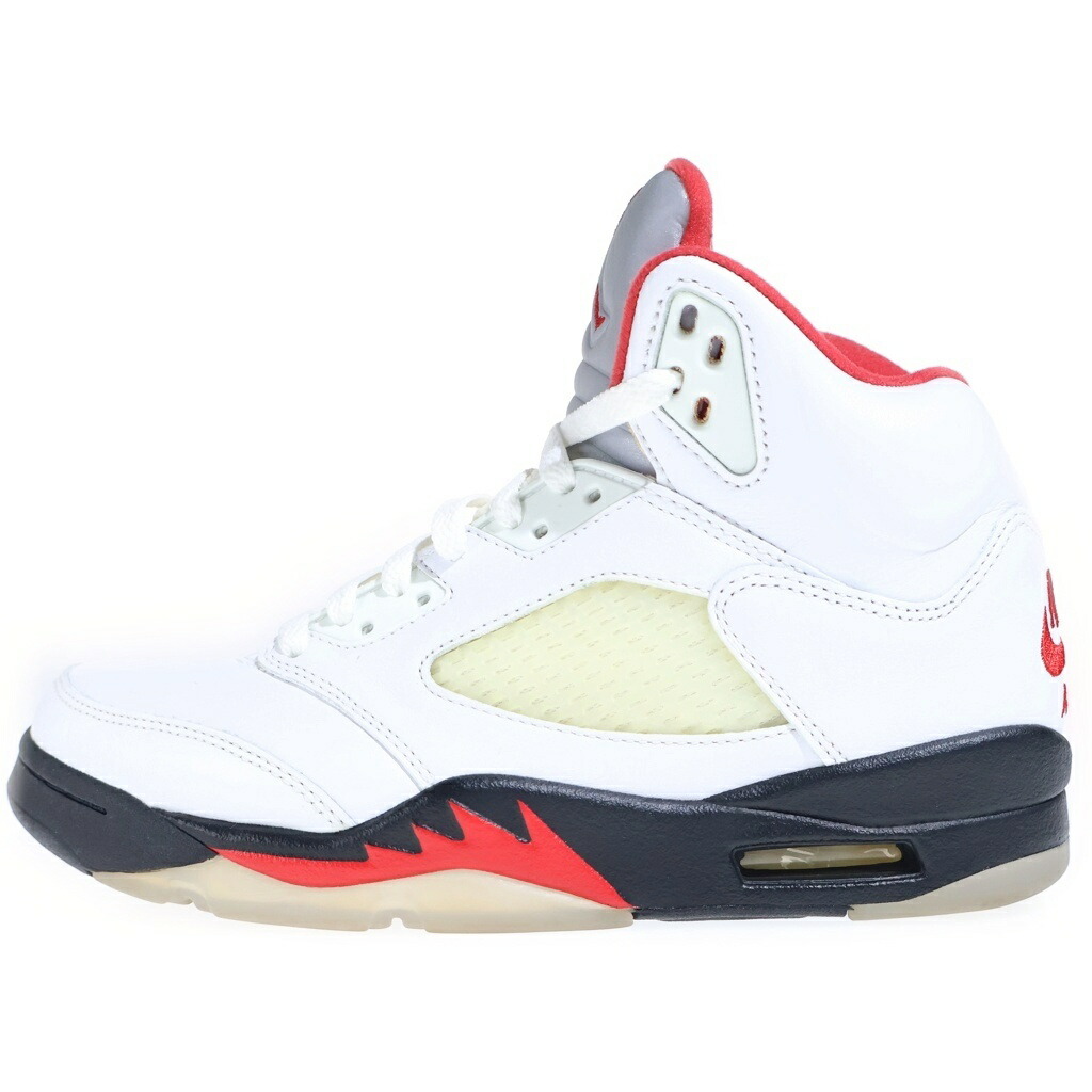 NIKE(ナイキ) 大きさ:25.0珊 AIR JORDAN 5 RETRO FIRE RED エアジョーダン5 レトロ ファイヤー 赤いこと/白いこと US7/25珊 DA1911-102【中古】【度合いB】【色つや赤いこと】【オンライン押さえる商いもの】