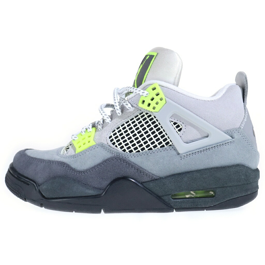 NIKE(ナイキ) 大きさ:25.0珊 AIR JORDAN 4 RETRO SE NEON エアジョーダン4 レトロ ネオン ハイカットスニーカー 薄墨色 US7/25珊 CT5342-007【中古】【度合いB】【色つや薄墨色】【オンライン押さえる商いもの】
