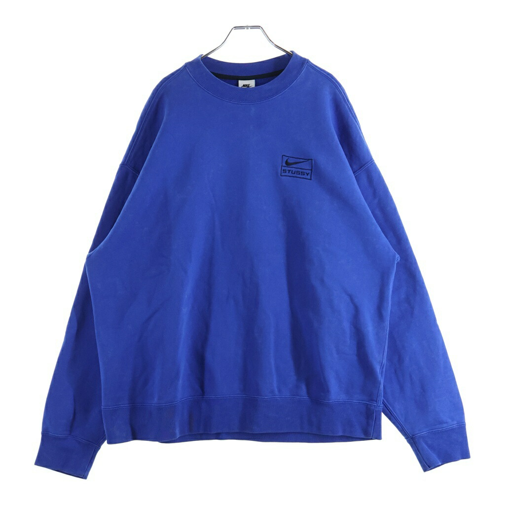 NIKE(ナイキ) 大きさ:L ×STUSSY ACID WASH FLEECE ステューシー 酸 ウォッシュ フリース クルーネックスウェットトレーナー 青み DR4024-480【中古】【座標軸B】【色つや青み】【取りまわしバス発着場BRING福岡天神店】