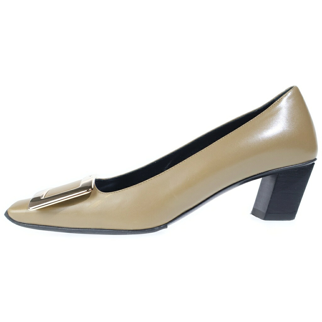 Roger Vivier(ロジェヴィヴィエ) 大きさ:34 踵パンプス カーキ赤銅色 ゴールド金具 #34【中古】【度合いA】【色つや赤銅色】【オンライン押さえる商いもの】