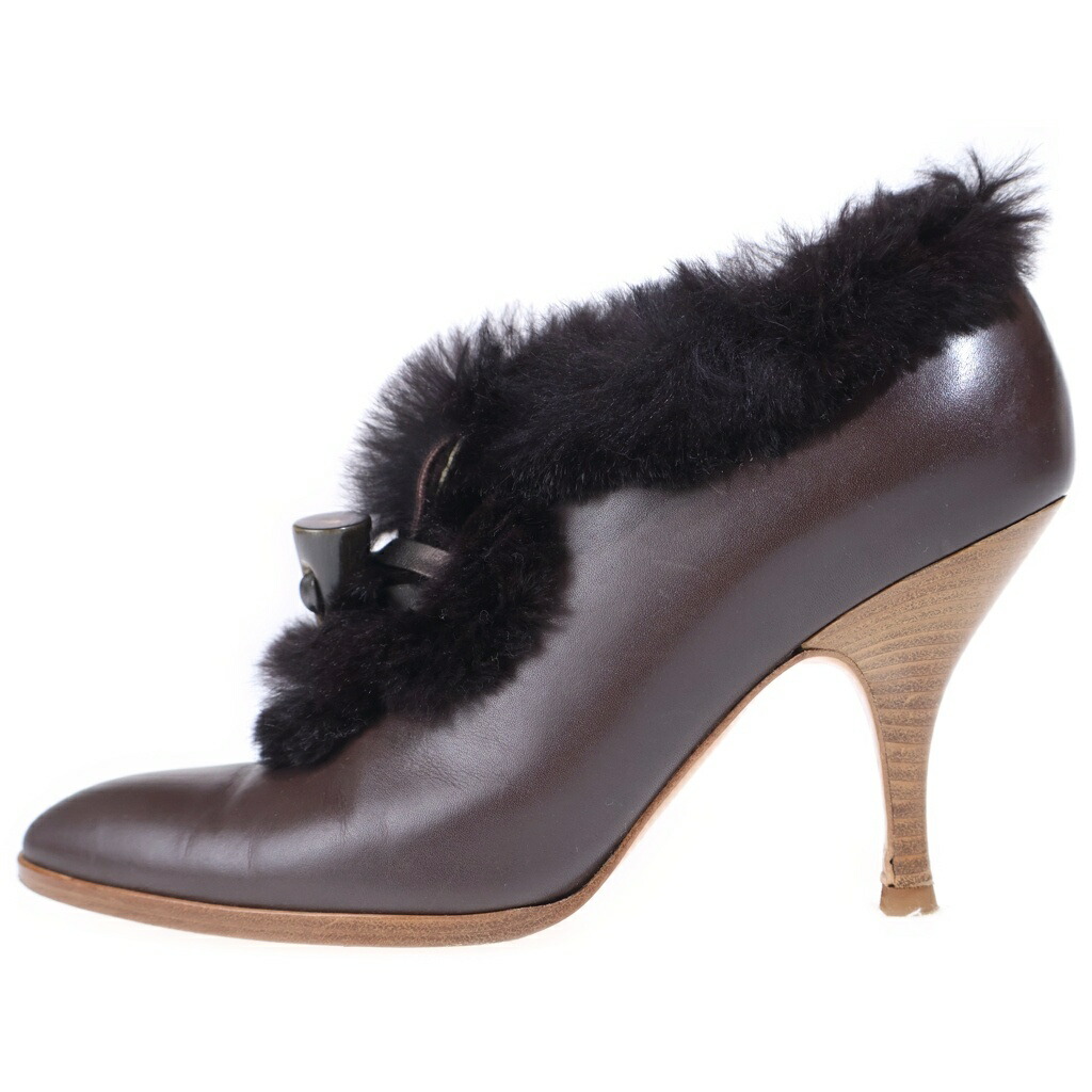 FERRAGAMO(フェラガモ) 大いさ:7 毛皮 ヒールレザーブーツ 赤銅色 #7【中古】【座標軸B】【色合い赤銅色】【オンライン制限事項商いもの】