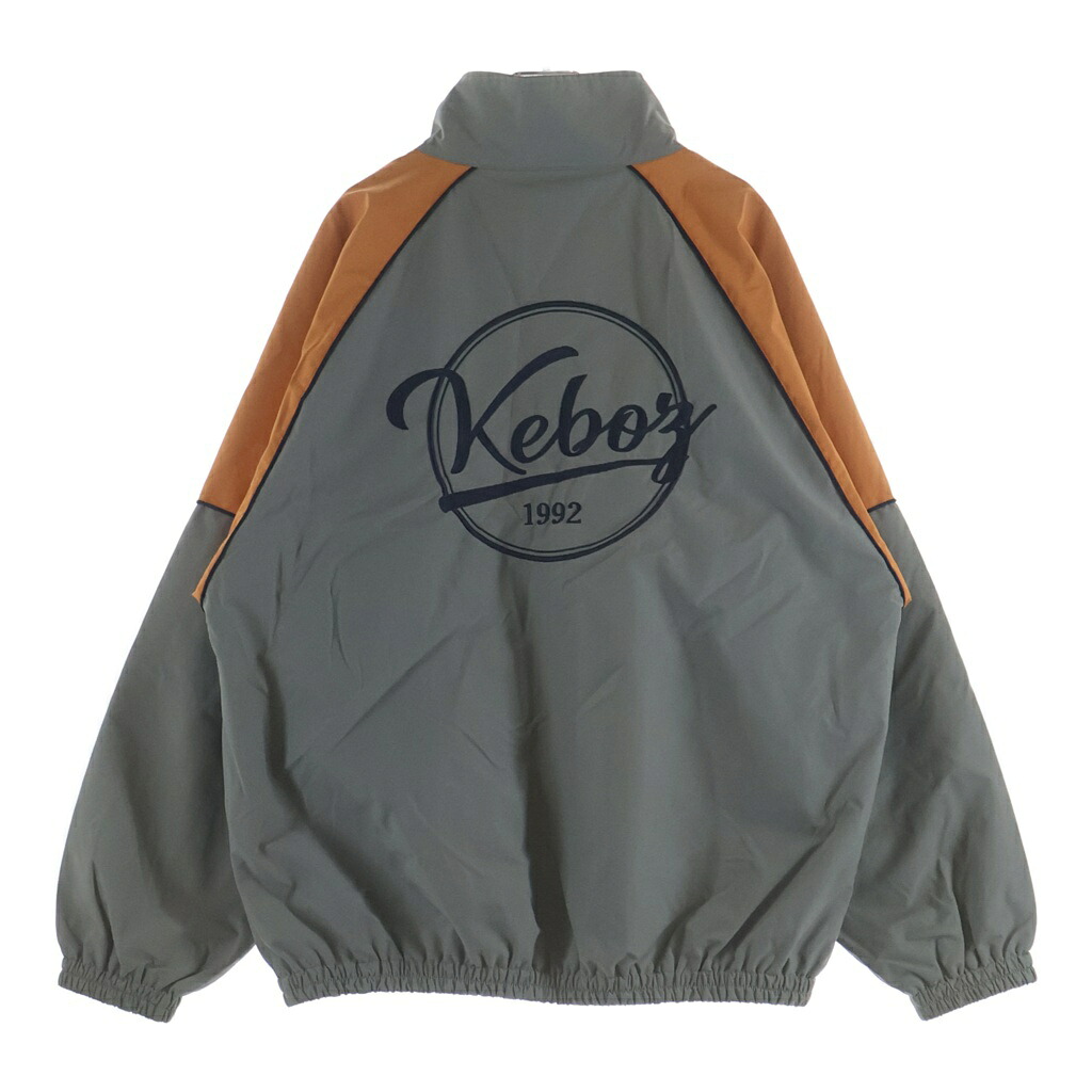 KEBOZ(ケボズ) 大きさ:L 2TONE TRACK JACKET ロゴタイプ刺しゅう ツートーン ジップアップ ナイロン 貨物自動車上衣 薄墨色/オレンジ色【中古】【度合いB】【色つや薄墨色】【取りまわしバス発着場BRING THRIFT CLOSET あべの店】