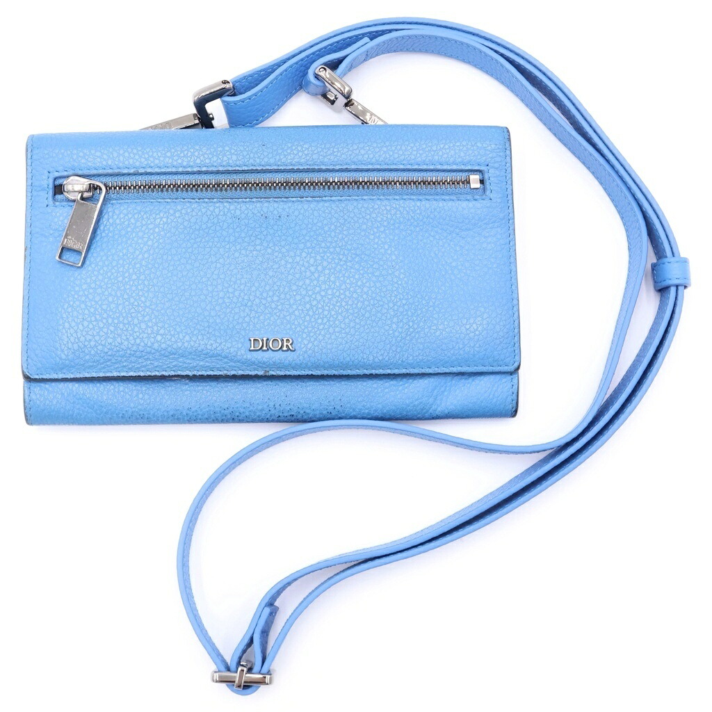 DIOR(クリスチャンディオール) 2WAY ショルダーウォレット 長紙入れ 青み レディース 24 BO 0199【中古】【座標軸B】【色つや青み】【オンライン押さえる商いもの】