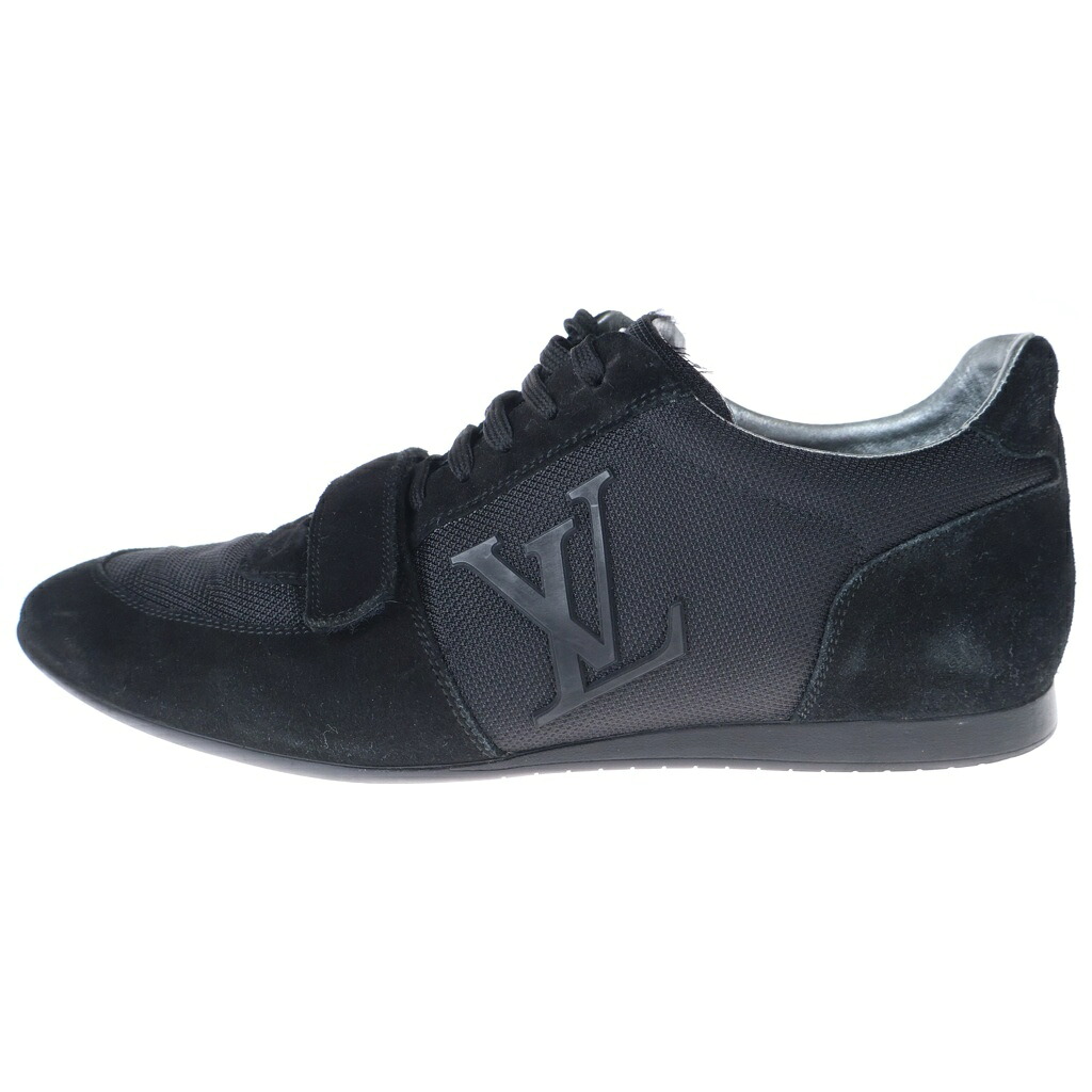 LOUIS VUITTON(ルイヴィトン) サイズ:6 1/2 Big Logo Suede Mesh Sneaker GO-0131 ロゴデザイン スエード メッシュ スニーカー シューズ ブラック【中古】【程度B】【カラーブラック】【オンライン限定商品】｜ブランド買取・販売　BRING