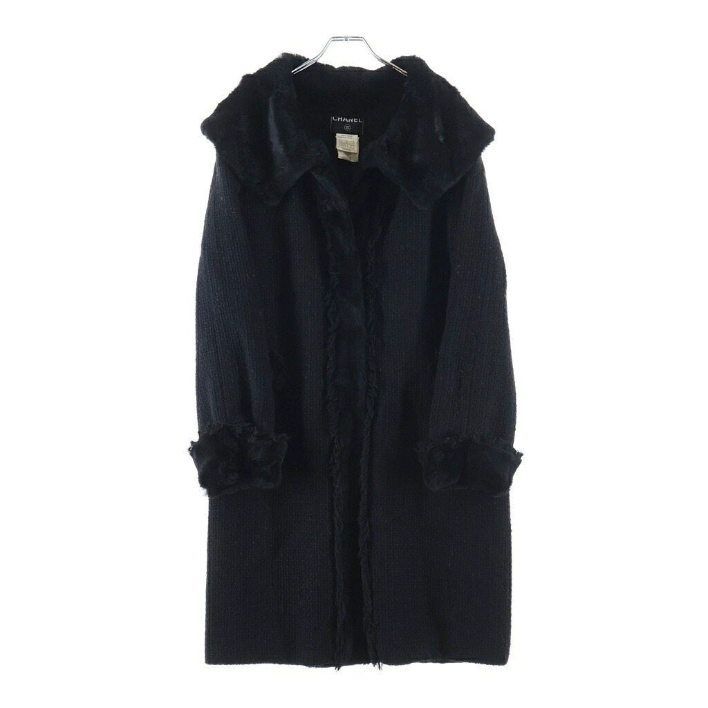 CHANEL(シャネル) 大きさ:38 01A ヴィンテージシャネル ラビットファーコート 黒いこと P18169W02825【中古】【座標軸B】【色合い黒いこと】【オンライン制限事項商いもの】