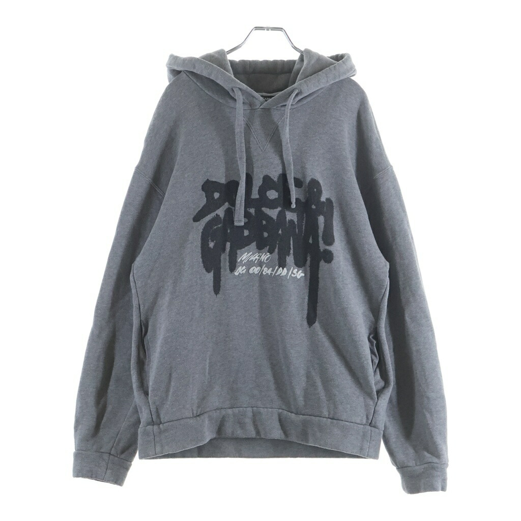 DOLCE & GABBANA(ドルチェアンドガッバーナ) サイズ:44 グラフィティロゴプリント プルオーバー スウェットパーカー フーディー グレー JZ-G9VU7T/FU77G-I【中古】【程度B】【カラーグレー】【取扱店舗BRING福岡天神店】｜ブランド買取・販売　BRING