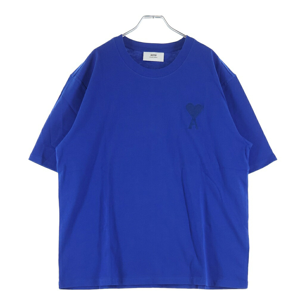 AMI Alexandre Mattiussi(アミアレクサンドルマテュッシ) サイズ:M T-Shirt ハートロゴ刺繍 半袖Tシャツ ブルー A21HJ128.726【中古】【程度A】【カラーブルー】【取扱店舗原宿】|ブランド買取・販売 BRING
