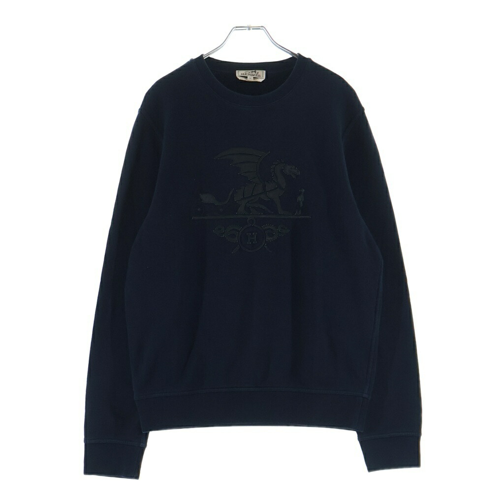 HERMES(エルメス) 大きさ:M エクスリブス 火竜 クルーネックスウェットトレーナー 黒いこと【中古】【座標軸A】【色合い黒いこと】【取りまわしバス発着場BRING京都河原町店】