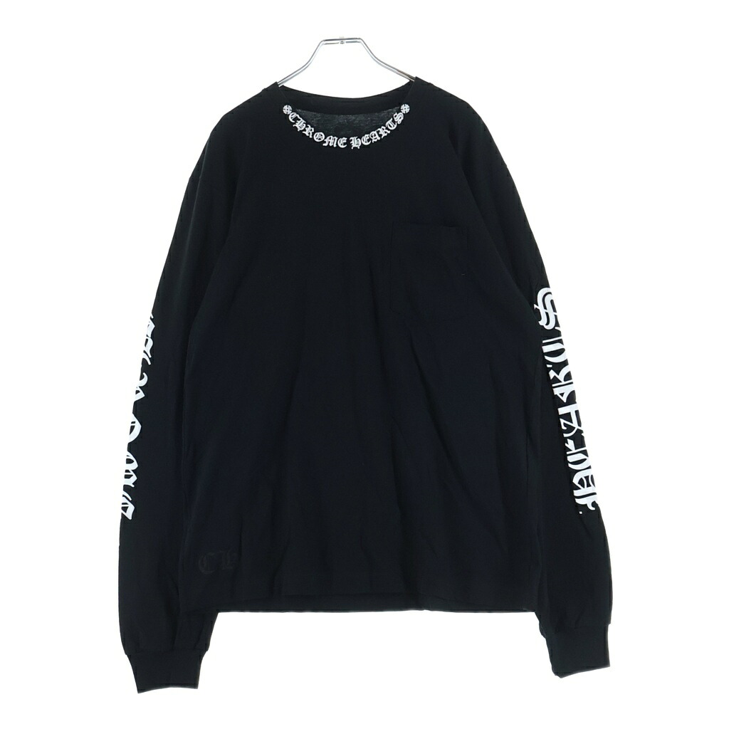 CHROME HEARTS(クロムハーツ) 大きさ:L CH LS NECK LOGO ネックロゴプリント 袖ロゴタイプ 長袖ティーシャツ ロングスリーブカットソー 黒いこと【新古品/中古】【度合いS】【色つや黒いこと】【取りまわしバス発着場BRING梅田茶屋町店】