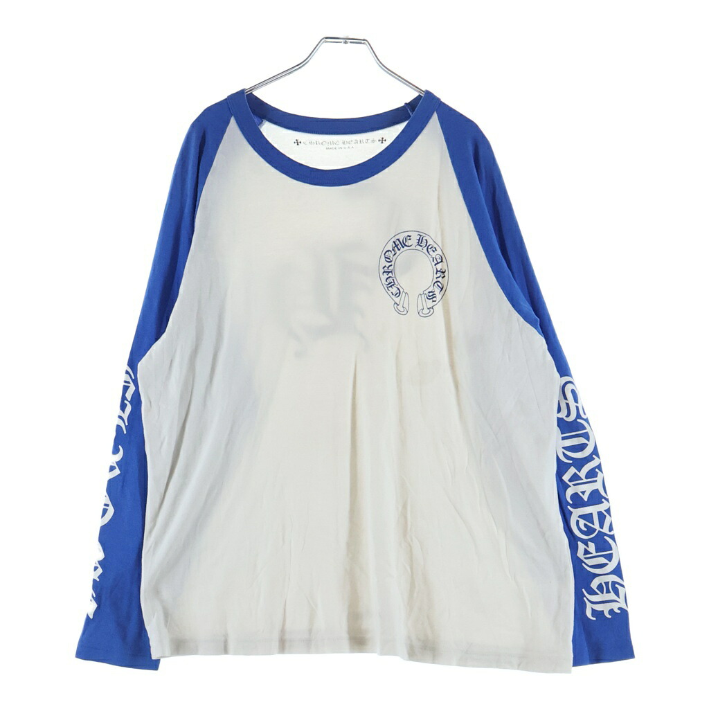 CHROME HEARTS(クロムハーツ) 大きさ:XXL Raglan Sleeve Tee うしろ側CH刷り上げる ラグラン捩り 長袖プルオーバー カットソー ロンT 青色/白いこと【中古】【座標軸B】【色合い白いこと】【取りまわしバス発着場新宿】