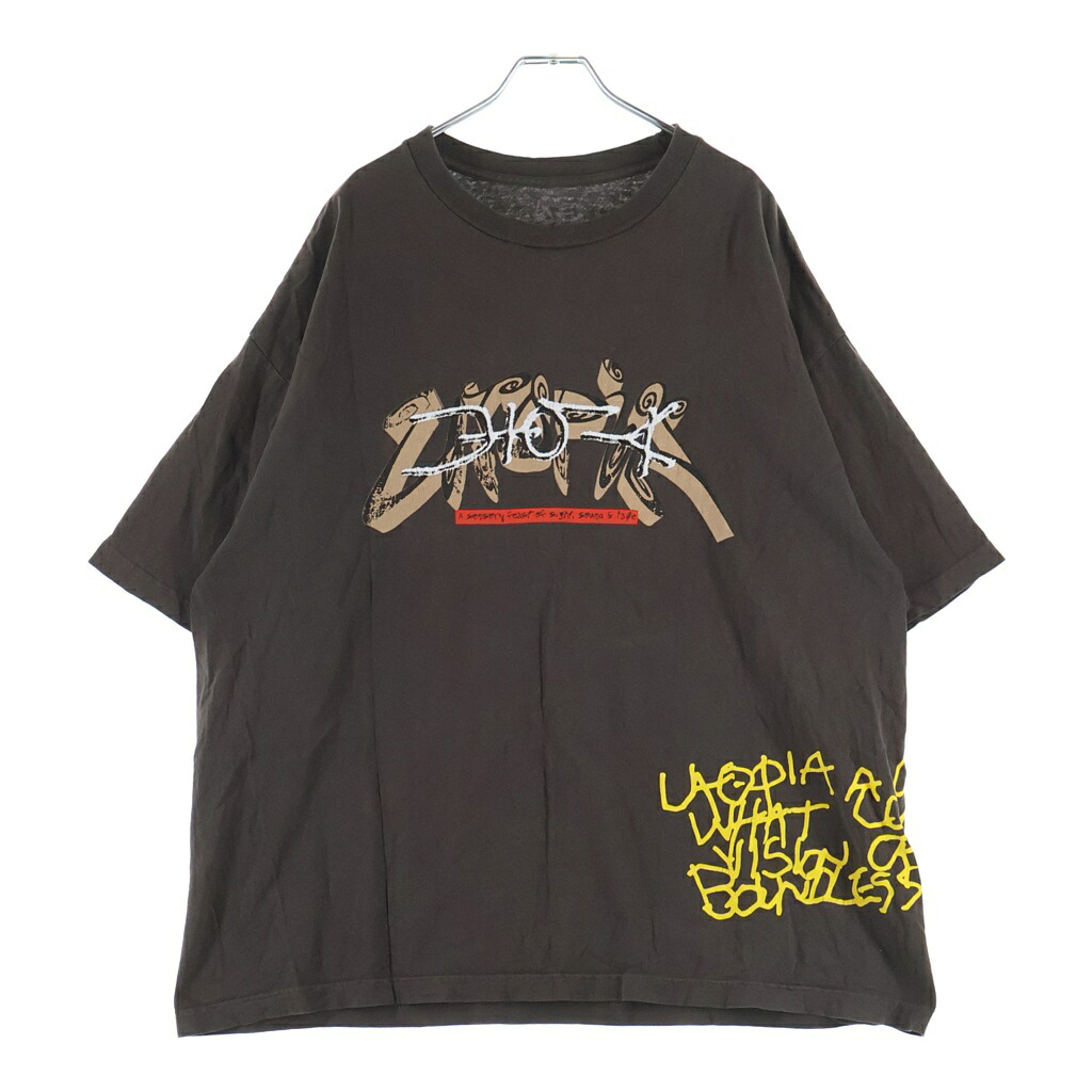 TRAVIS SCOTT(トラヴィススコット) 大きさ:XXL 無何有の郷 半袖刷り上げるティーシャツ カットソーブラウン【中古】【度合いB】【色つや赤銅色】【取りまわしバス発着場渋谷】