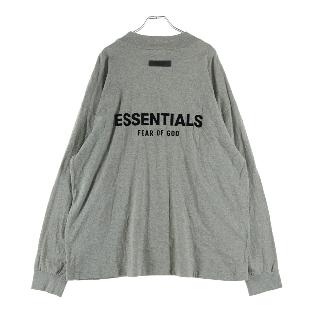 FEAR OF GOD ESSENTIALS(フィアオブゴッド エッセンシャルズ) 大きさ:M Felt Logo Mockneck L/S Tee フェルトロゴモックネックロングスリーブティーシャツ 長袖ティーシャツ カットソー 薄墨色【新古品/中古】【度合いS】【色つや薄墨色】【取りまわしバス発着場BRING横浜ビブレ店】