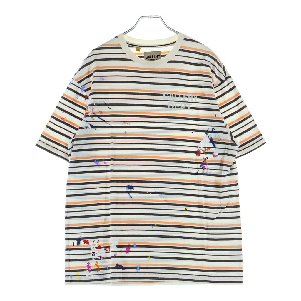 GALLERY DEPT.(ギャラリーデプト) 大きさ:M 22AW NELSON STRIPED TEE ネルソン ストライプド 労働者の一団のど首半袖ティーシャツ カットソー マルチ色つや NL-1099【中古】【度合いB】【色つやマルチ色つや】【取りまわしバス発着場BRING心斎橋店】