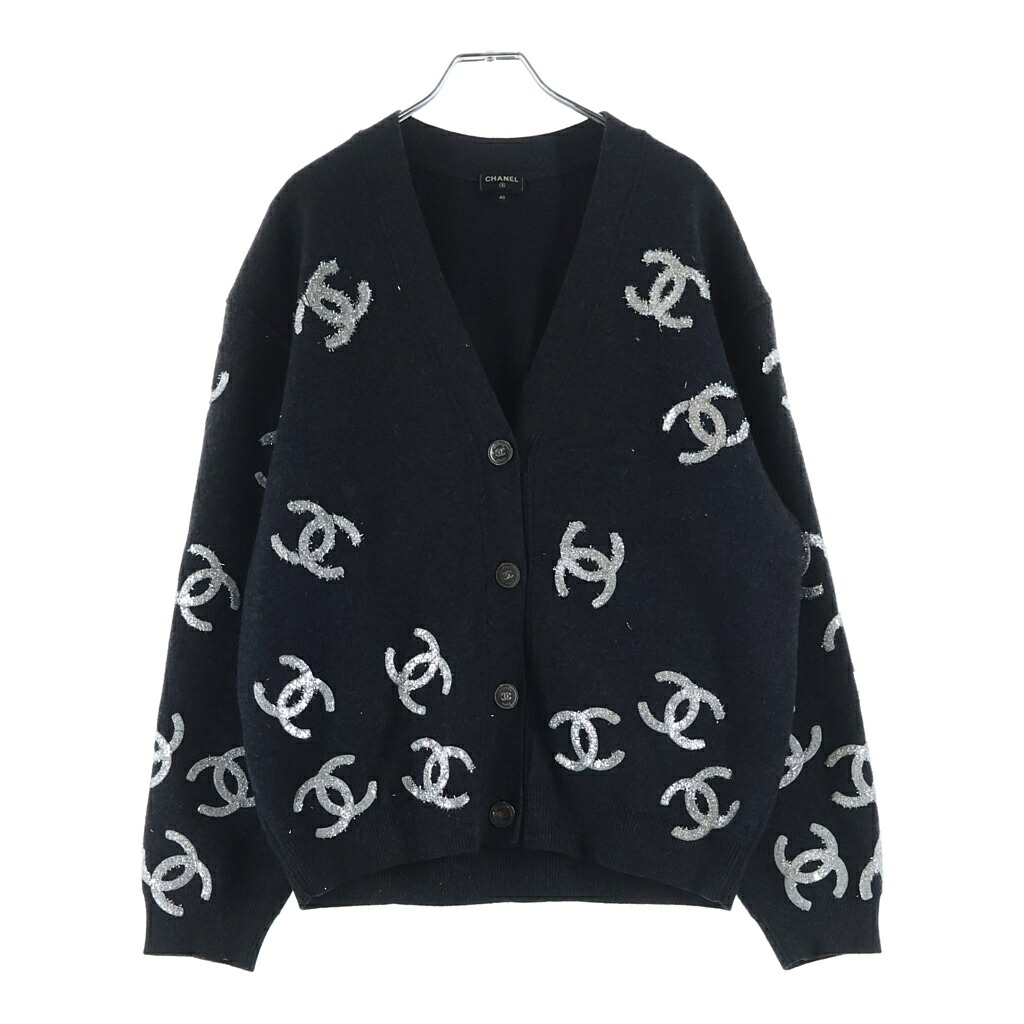 CHANEL(シャネル) 大いさ:40 ココボタン ジレー 黒いこと カシミヤ #40 P72997K10494【中古】【座標軸A】【色合い黒いこと】【オンライン制限事項商いもの】
