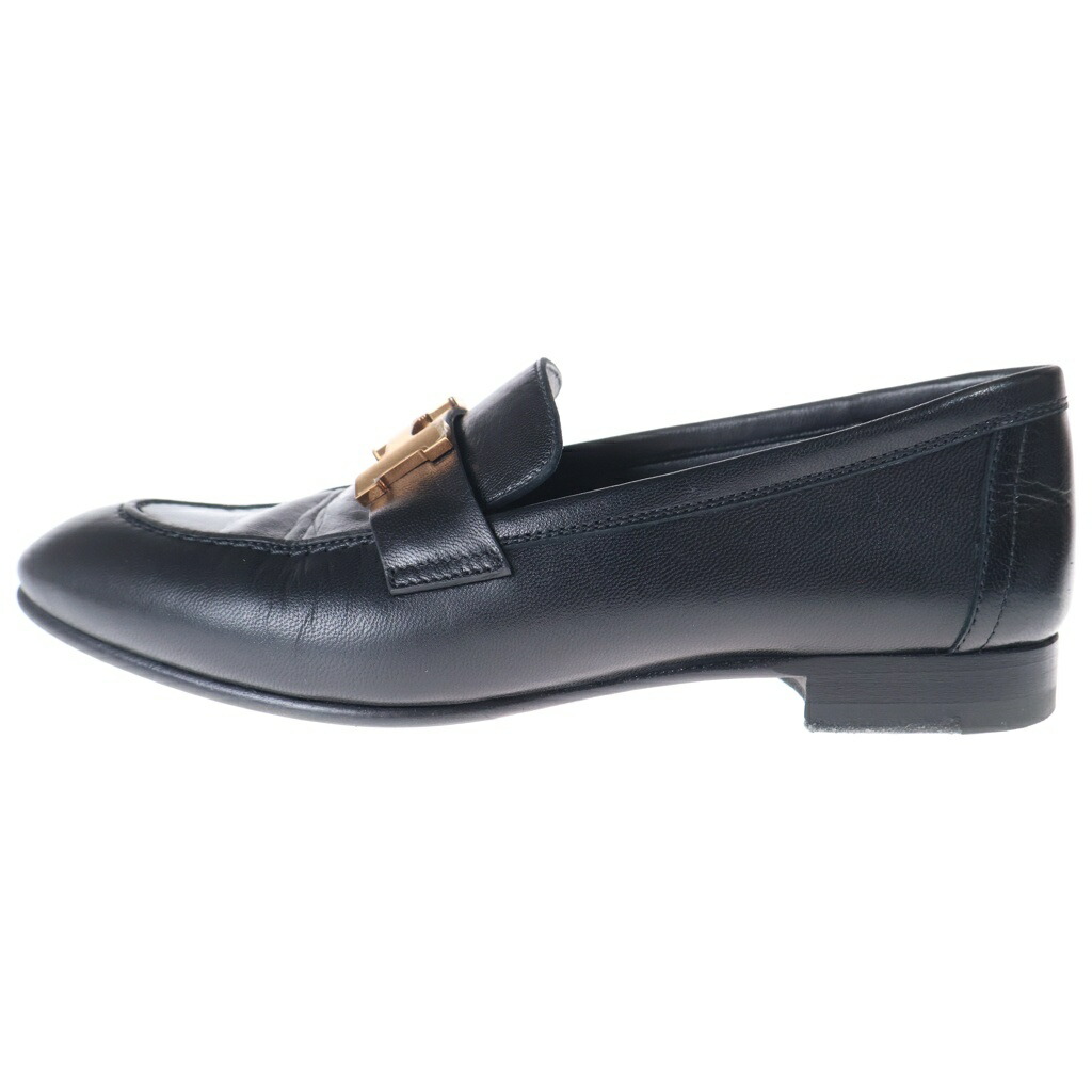 HERMES(エルメス) 大きさ:35 モカシン パンプス 黒いこと #35【中古】【度合いB】【色つや黒いこと】【オンライン押さえる商いもの】