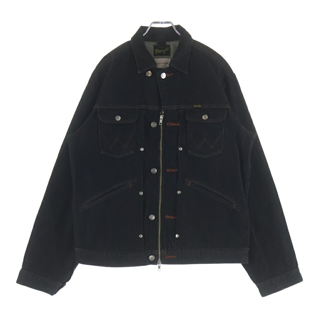 Wrangler(ラングラー) 大いさ:M ×CAMPHOR WOOD カンファーウッド Custom 2way Trucker Jacket カスタムトラッカージャケット ジップアップ 盛りだくさん名取り草 ジーンズ上衣 WS9391【中古】【座標軸B】【色合い青碧】【取りまわしバス発着場BRING福岡天神店】
