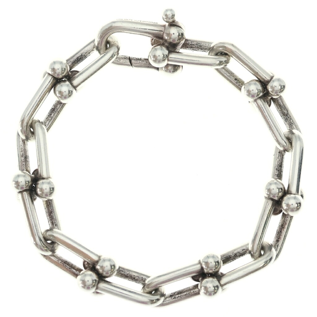 TIFFANY \u0026 Co.(ティファニー) ハードウエア ラージリンク 腕輪 しろがね色 チェーン店 L 14一こま 銀925 65.7g【中古】【度合いB】【色つやしろがね色】【取りまわしバス発着場BRING京都河原町店】