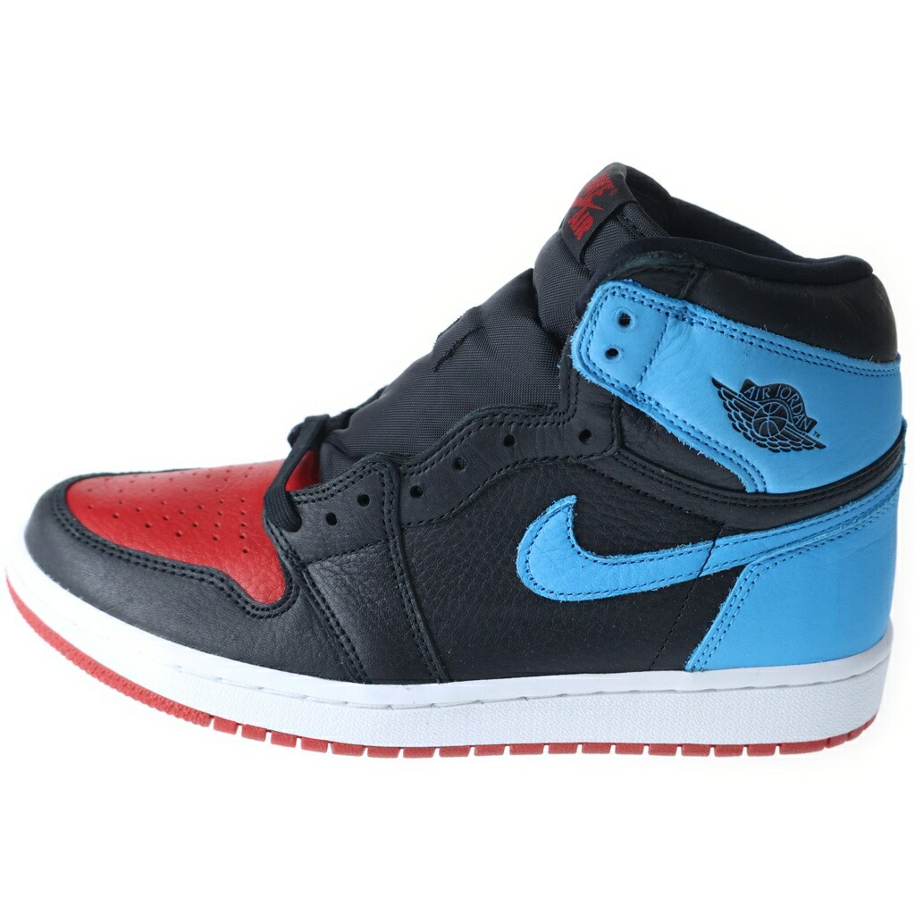 NIKE(ナイキ) 大きさ:25.0糎 AIR JORDAN 1 HIGH OG UNC TO CHICAGO エアジョーダン1 OG UNCトゥシカゴ ハイカットスニーカー 黒いこと/赤いこと/青色 US8/25糎 CD0461-046【新古品/中古】【座標軸S】【色合い黒いこと】【オンライン制限事項商いもの】