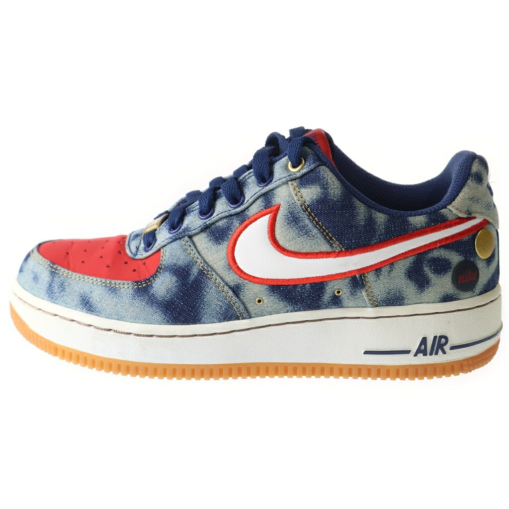 NIKE(ナイキ) 大きさ:US6.5/24.5糎 Air Force 1 Low Acid Washed Denim 空軍1 置き目 酸 ウォッシュド ジーンズ ローカットスニーカー US6.5/24.5糎 青み 630930 400【中古】【座標軸B】【色つや青み】【オンライン押さえる商いもの】