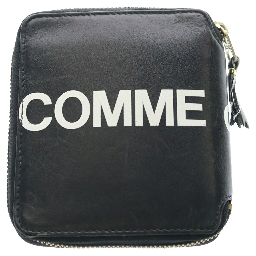 COMME des GARCONS(コムデギャルソン) HUGE LOGO 2つ折りレザーウォレット 紙入れ 黒いこと【中古】【座標軸B】【色つや黒いこと】【オンライン押さえる商いもの】