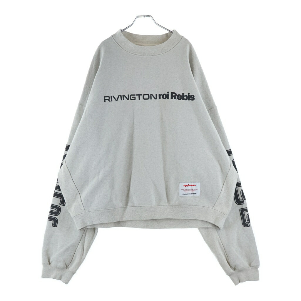 RRR123 RIVINGTON roi Rebis(リヴィントンロイレビス) 大きさ:XXL METANOIA USO CVA SWEATSHIRT メタノイア ウソ シーブイエー ロゴタイプ青写真 手刷り上げる クルーネックスウェットトレーナー 薄墨色【中古】【座標軸B】【色合い薄墨色】【取りまわしバス発着場BRING仙台店】