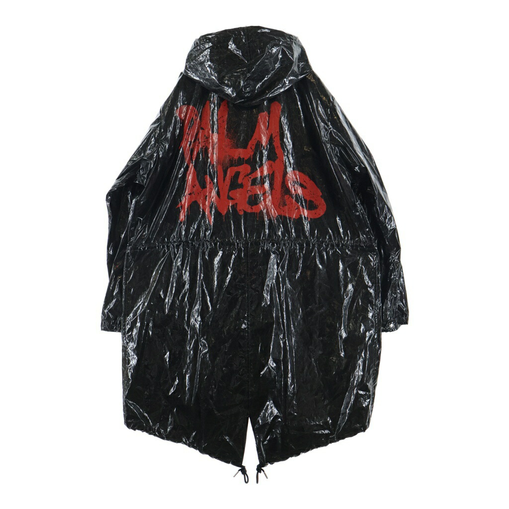 MONCLER(モンク線路) 大きさ:6 19AW ×Palm Angels SID パームエンジェルス ロゴタイプ一皿 うしろ側刷り上げる フーデッド ナイロン ロング上衣 厚地の外套 黒いこと E209L4200050 539N8【中古】【座標軸B】【色合い黒いこと】【取りまわしバス発着場BRING福岡天神店】