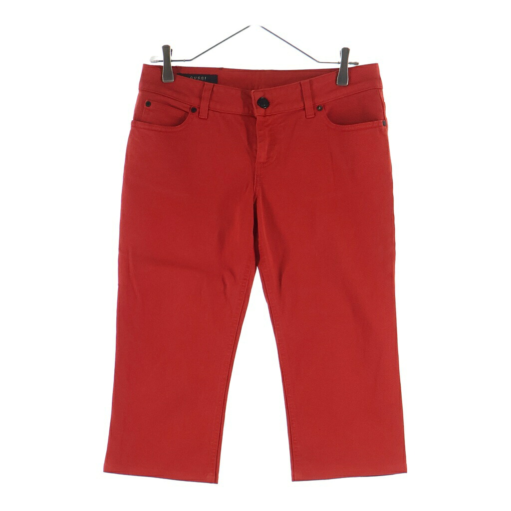 GUCCI(グッチ) サイズ:42 Denim Pants レザーパッチ ロゴ刺繍 ストレッチデニムパンツ レッド 192481 XZ105【中古】【程度A】【カラーレッド】【取扱店舗BRING心斎橋店】｜ブランド買取・販売　BRING