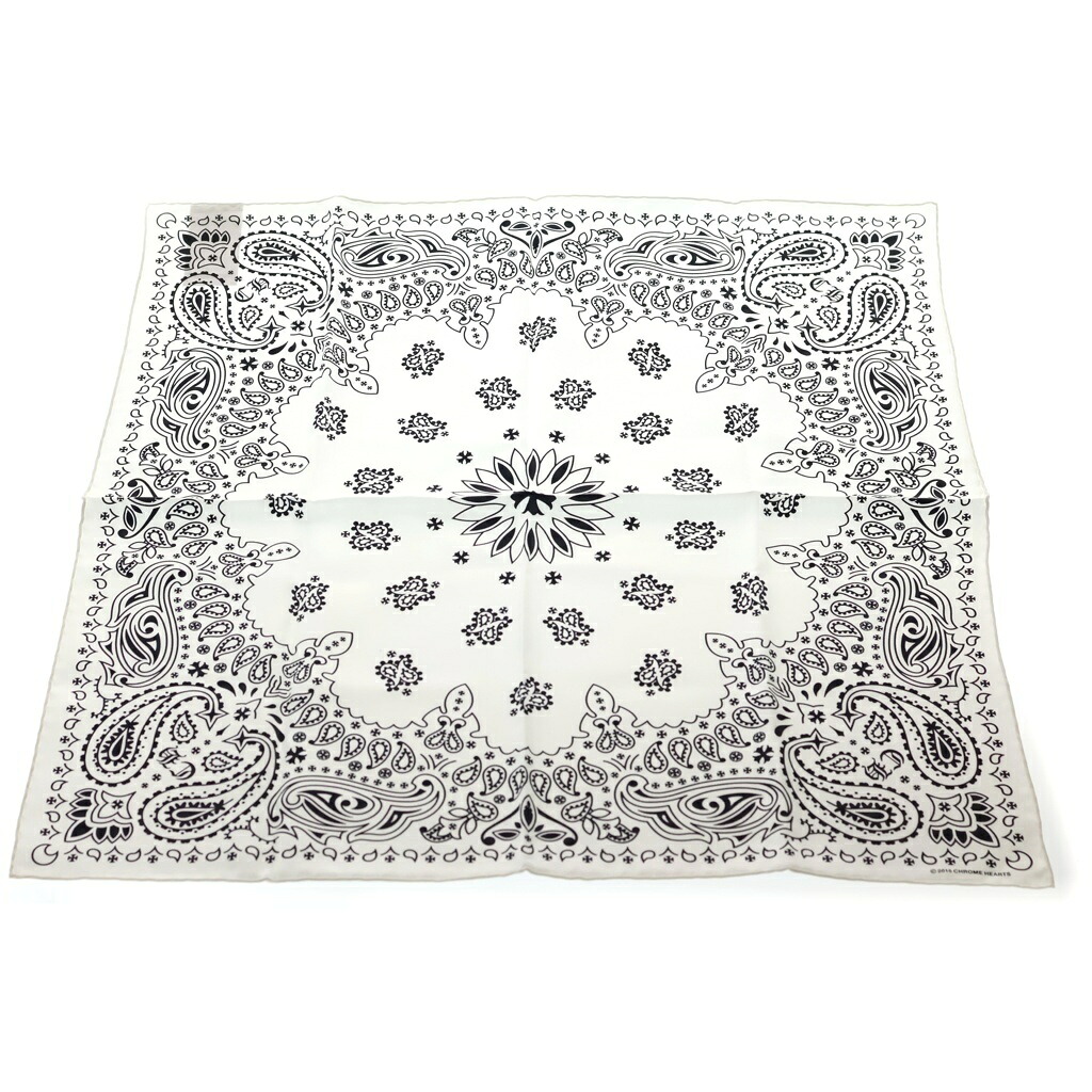 CHROME HEARTS(クロムハーツ) SILK BANDANA SCARF 絹地 バンダナ えり巻き 白いこと【中古】【座標軸A】【色合い白いこと】【取りまわしバス発着場渋谷】