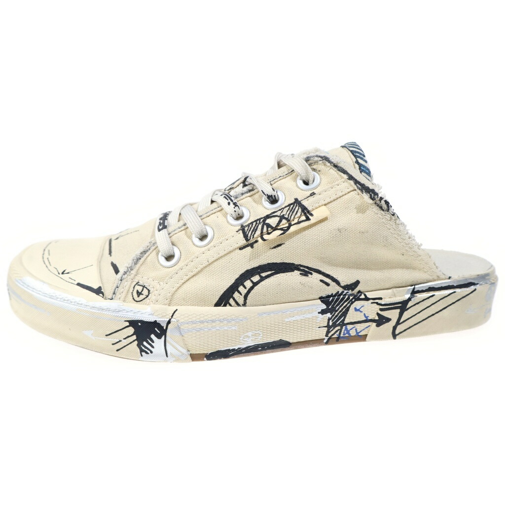 BALENCIAGA(バレンシアガ) 大きさ:38 DENIM SLIPPERS 総柄ミュール サンダル 白いこと 633952【中古】【度合いB】【色つや白いこと】【取りまわしバス発着場BRING梅田茶屋町店】