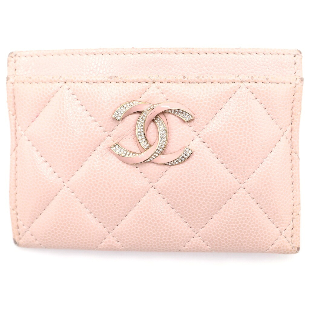 CHANEL(シャネル) 伝達ルート石ころ 通行手形容れもの 歌留多容れもの キャビアひと肌 さくら色 AP3343【中古】【度合いB】【色つやさくら色】【取りまわしバス発着場新宿】