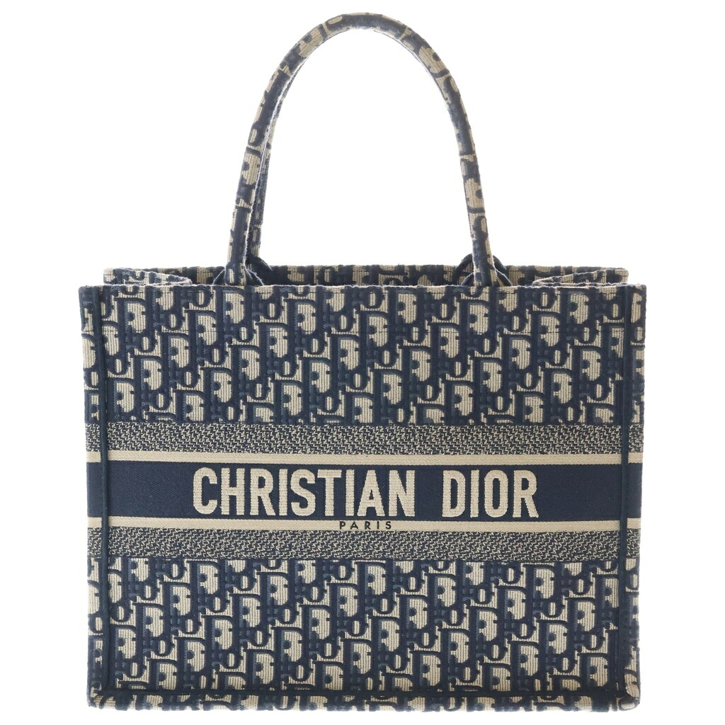 DIOR(クリスチャンディオール) BOOK TOTE ブックトート 並み並み オブ漏れる総柄トートバッグ 米国海軍【中古】【度合いB】【カラーネイビー】【取りまわしバス発着場渋谷】