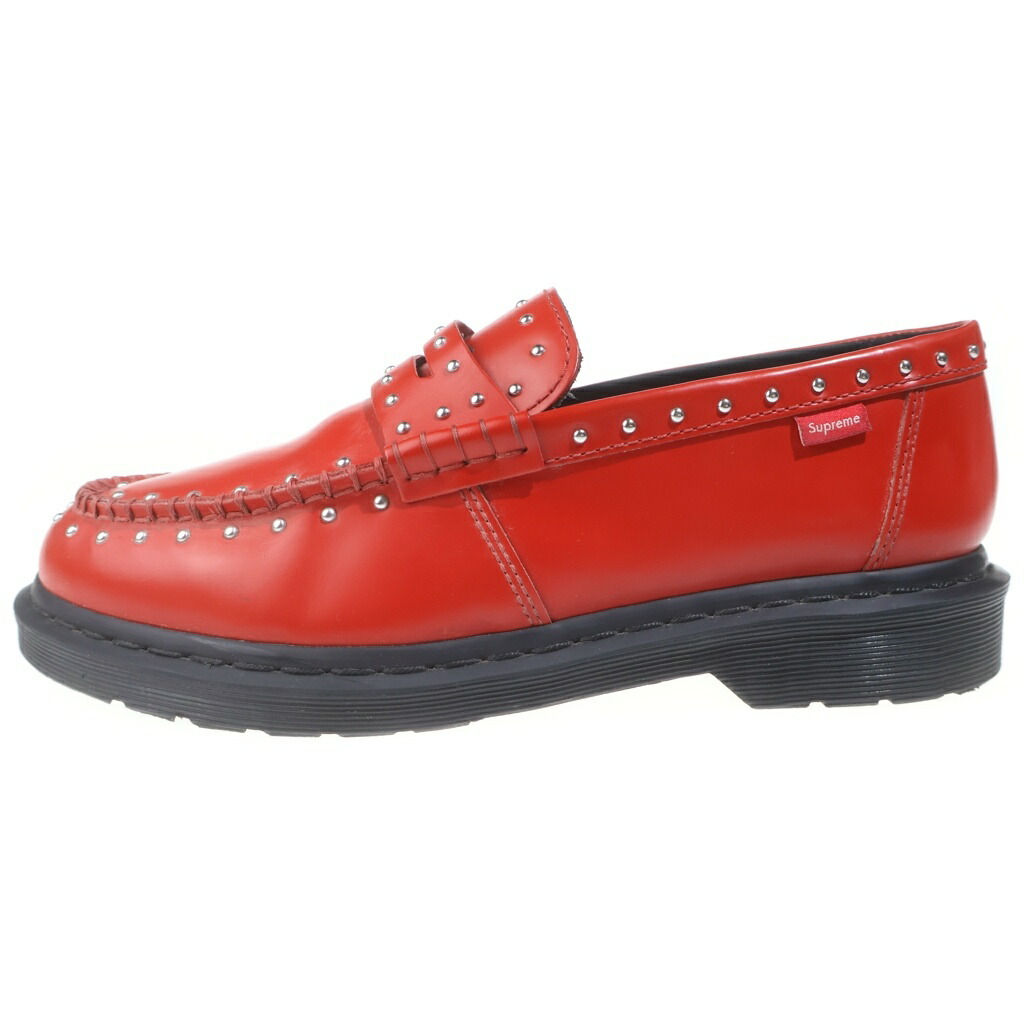 SUPREME(シュプリーム) 大きさ:US10.0 25SS × Dr.Martens Studded Penton Loafer × お医者さんマーチン スタッズ ペントン 置き目毛革 41873600 赤いこと【中古】【度合いB】【色つや赤いこと】【取りまわしバス発着場BRING横浜ビブレ店】