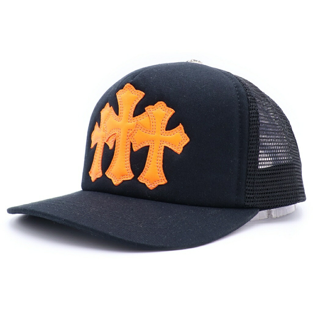 CHROME HEARTS(クロムハーツ) サイズ:OS TRUCKER CAP トラッカーキャップ トリプルクロスレザーパッチ 帽子 ブラック/オレンジ【中古】【程度A】【カラーブラック】【取扱店舗BRINGアメリカ村店】|ブランド買取・販売 BRING