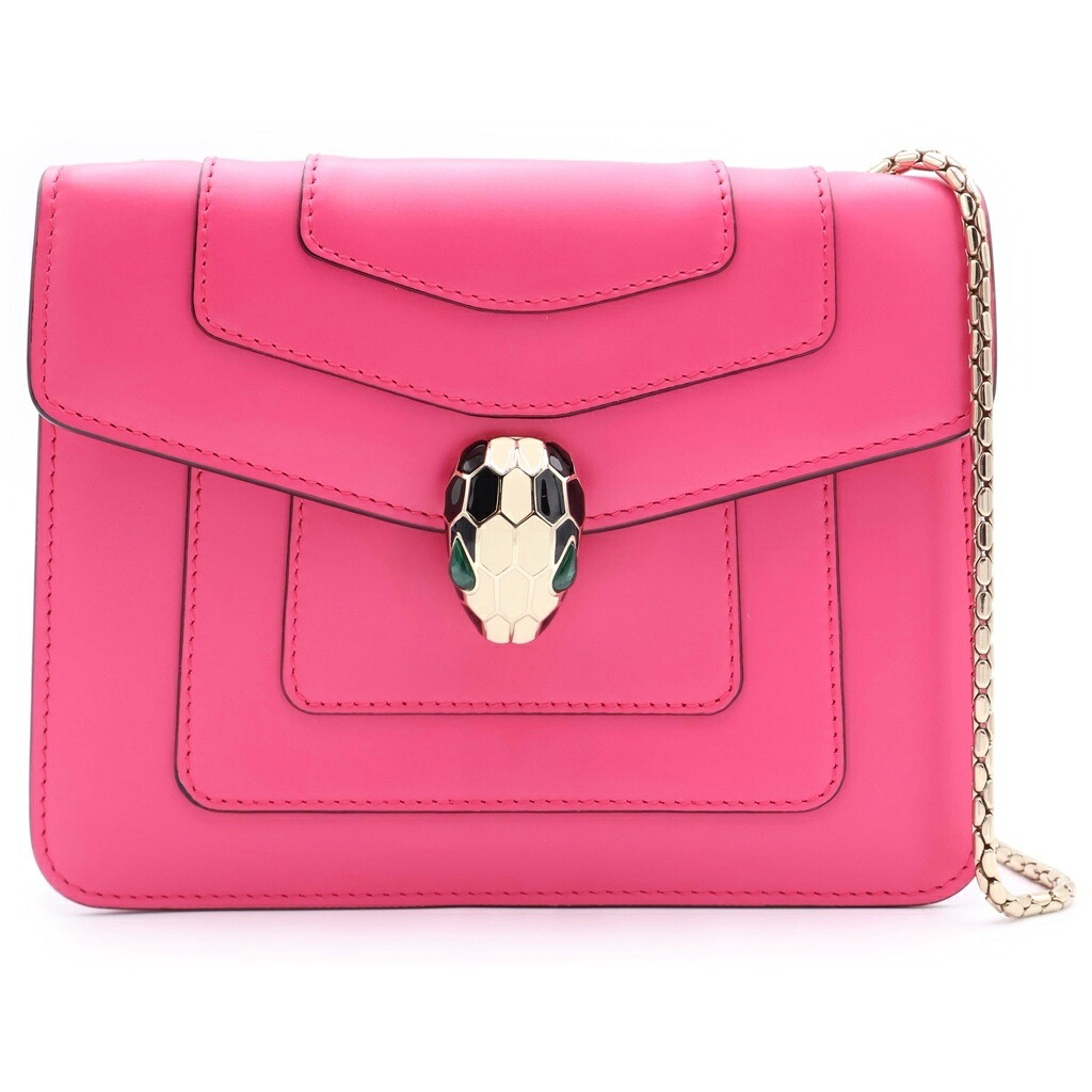 BVLGARI(ブルガリ) セルペンティ なめし革 チェーン店 ショルダーバッグ サクラ色【中古】【座標軸A】【色合いサクラ色】【取りまわしバス発着場BRING京都河原町店】