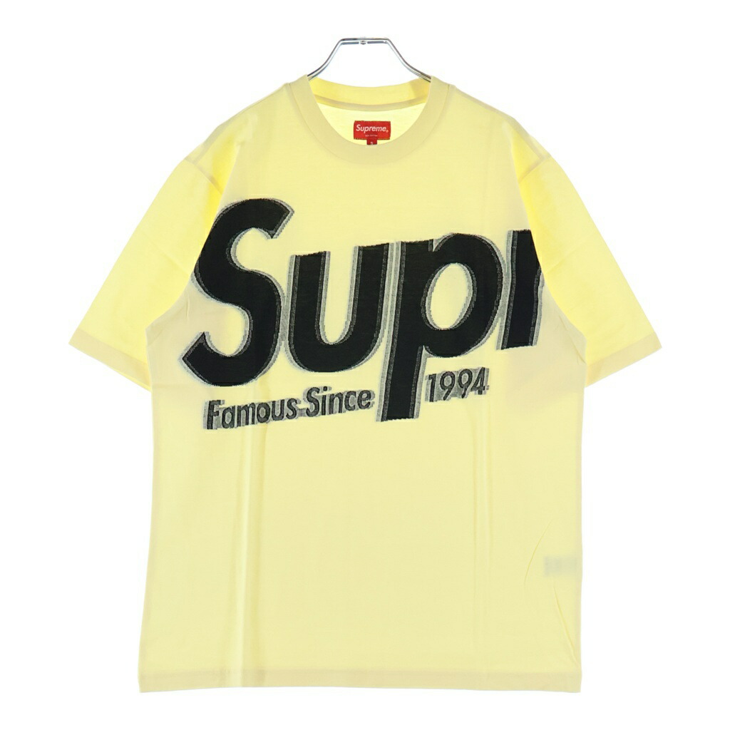 SUPREME(シュプリーム) 大きさ:S 21SS Intarsia Spellout S/S Top インターシャ つづり方アウト エスエス とっ始め フロントロゴプリント 労働者の一団のど首半袖ティーシャツカットソー 黄色【中古】【度合いA】【色つや黄色】【取りまわしバス発着場BRING札幌店】