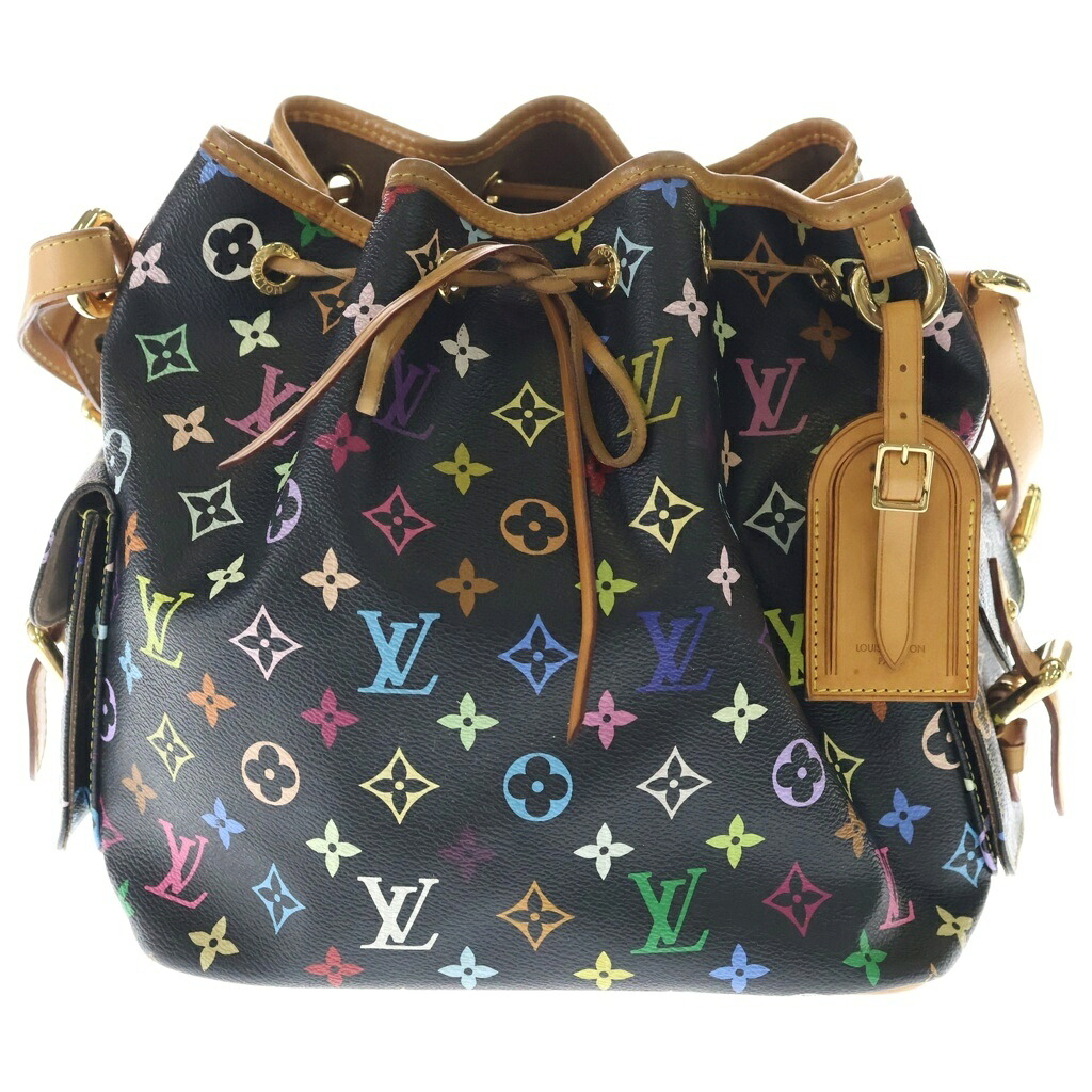 LOUIS VUITTON(ルイヴィトン) 大いさ:- モノグラム マルチ色合い プチ ノエ 2WAY御徒面子 ハンドバック ショルダーバッグ 赤銅色×黒いこと なめし革×PVC M42230 ゴールド金具【中古】【座標軸B】【色合い黒いこと】【取りまわしバス発着場BRING心斎橋店】