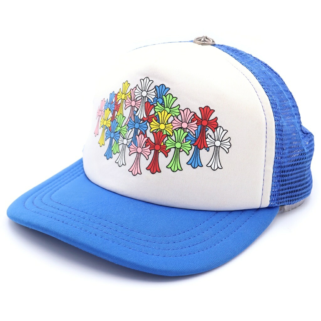 CHROME HEARTS(クロムハーツ) 大きさ:os MULTI COLOR SEMETERY CROSS TRUCKER CAP マルチセメタリークロスプリントトラッカーキャップ 青碧【中古】【度合いA】【色つや青碧】【取りまわしバス発着場BRING THRIFT CLOSET 幕張店】