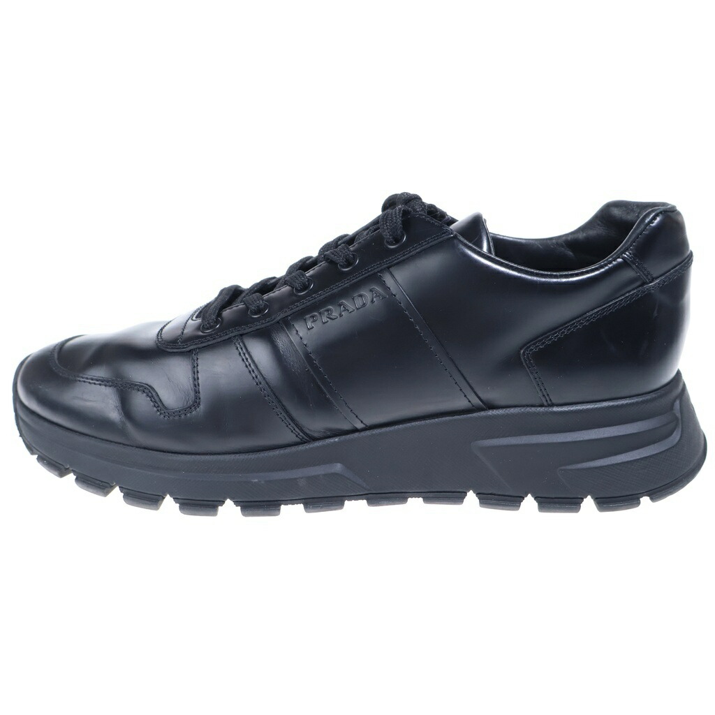 PRADA(プラダ) 大いさ:UK7 なめし革 ローカットスニーカー 黒いこと #7【中古】【座標軸B】【色合い黒いこと】【オンライン制限事項商いもの】